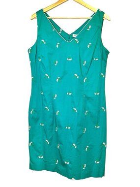 Amanda Smith Teal Daisy Floral Dress Stretch Sheath Cottagecore 90s Inspired M/L